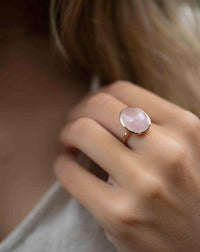Rose Quartz Ring * 18k Gold Plated Ring * Statement Ring * Gemstone Ring * Pink * Bridal Ring * Wedding Ring *Organic Ring * Natural *BJR247