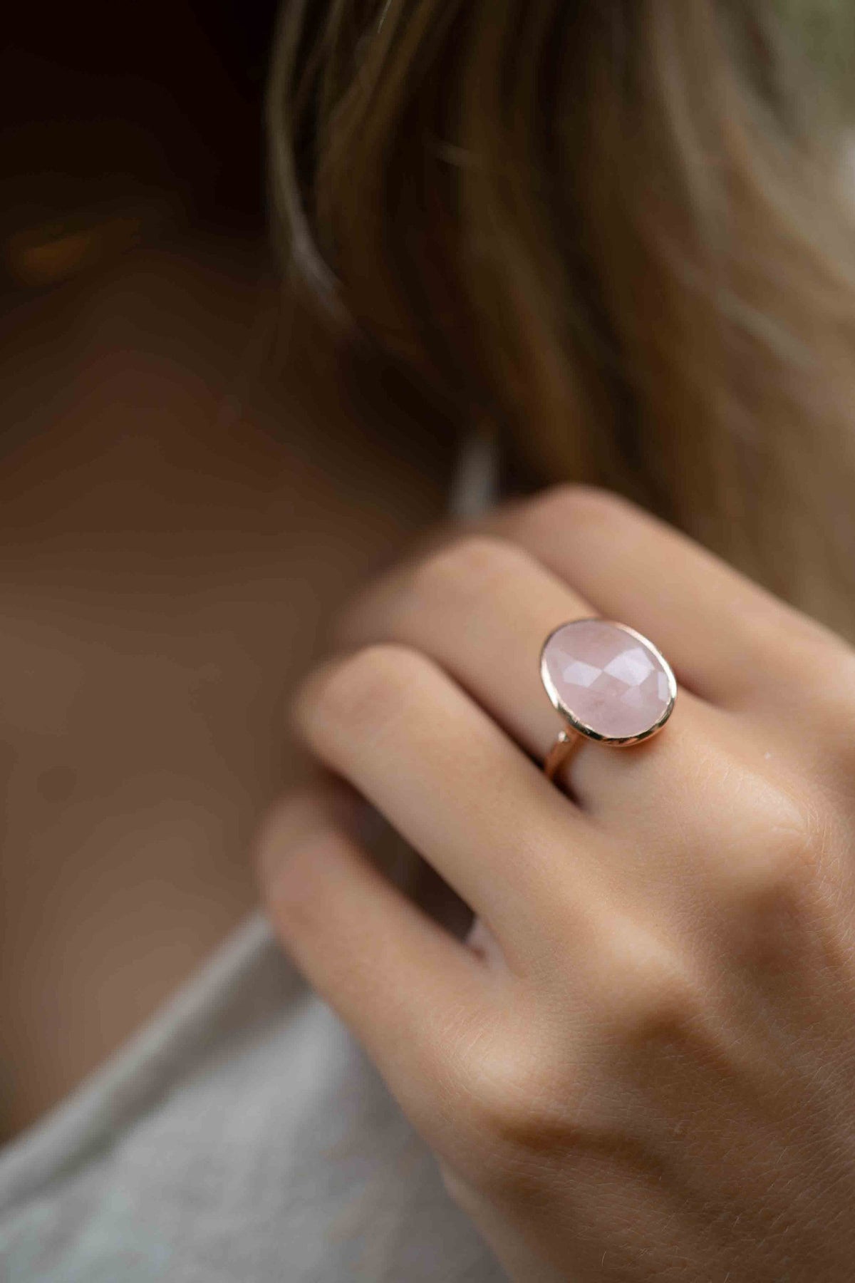 Rose Quartz Ring * Rose Gold Plated Ring * Statement Ring * Gemstone Ring * Pink * Bridal Ring * Wedding Ring *Organic Ring *Natural *BJR249