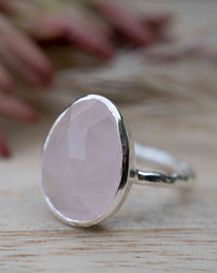 Rose Quartz Sterling Silver Ring*Silver Ring*Statement Ring*Gemstone Ring*Pink*Bridal Ring * Organic Ring * Natural * BJR248