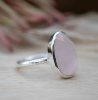 Rose Quartz Sterling Silver Ring*Silver Ring*Statement Ring*Gemstone Ring*Pink*Bridal Ring * Organic Ring * Natural * BJR248