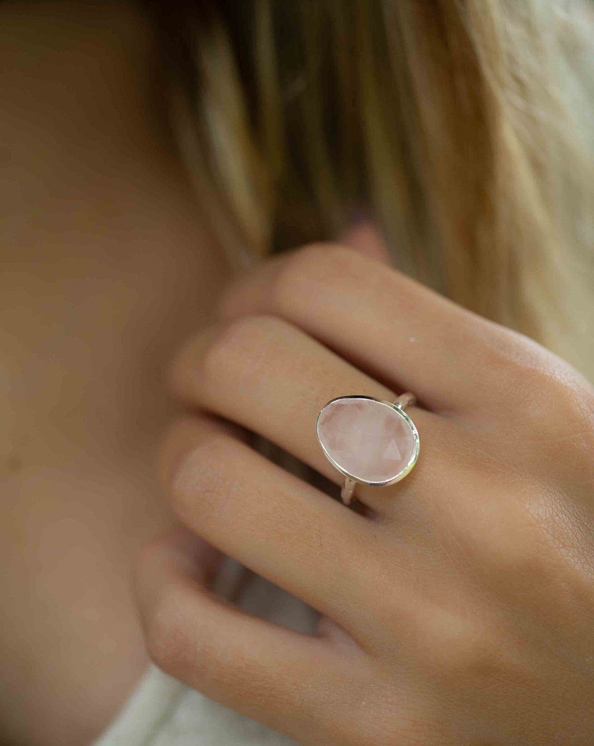 Rose Quartz Sterling Silver Ring*Silver Ring*Statement Ring*Gemstone Ring*Pink*Bridal Ring * Organic Ring * Natural * BJR248