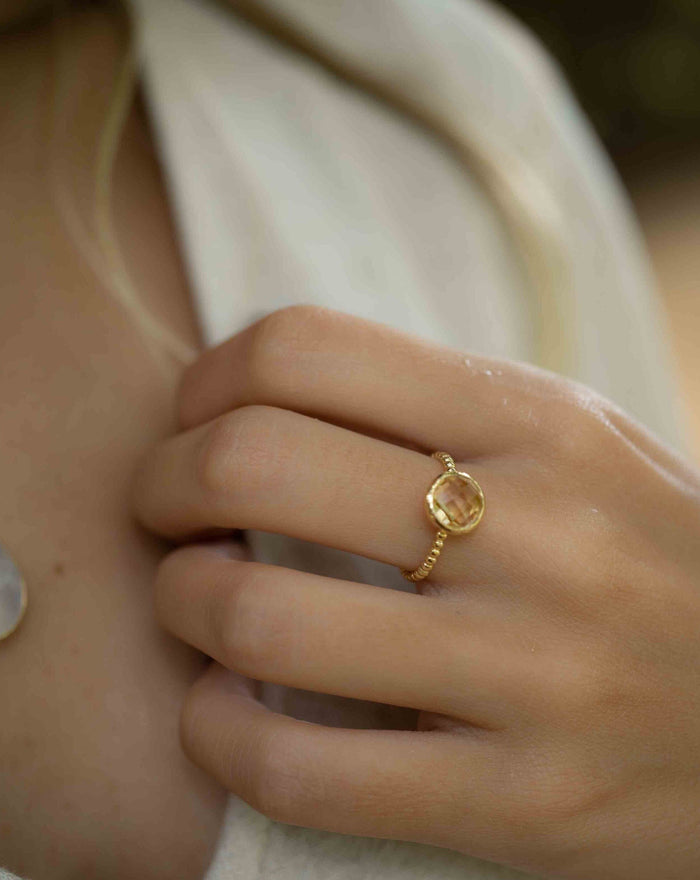 Yellow Topaz hydro Gold Plated Ring * Wedding * Engagement * Handmade * Statement * Bycila *Boho *Hippie * Bridal * Bridesmaid