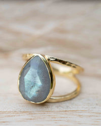 Rainbow Labradorite Ring * Gold Ring * Gemstone * Gold Plated * Statement *Bridal *Wedding * Natural  *Handmade * BJR254