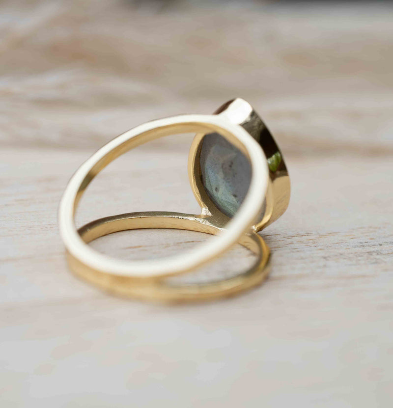Rainbow Labradorite Ring * Gold Ring * Gemstone * Gold Plated * Statement *Bridal *Wedding * Natural  *Handmade * BJR254