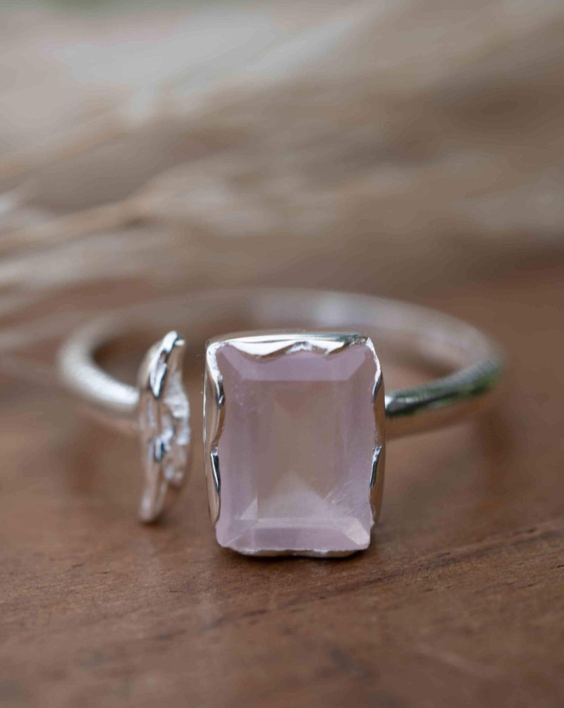 Rose Quartz Sterling Silver Ring*Silver Ring*Statement Ring*Gemstone Ring*Pink*Bridal Ring * Wedding Ring * Organic Ring * Natural * BJR098