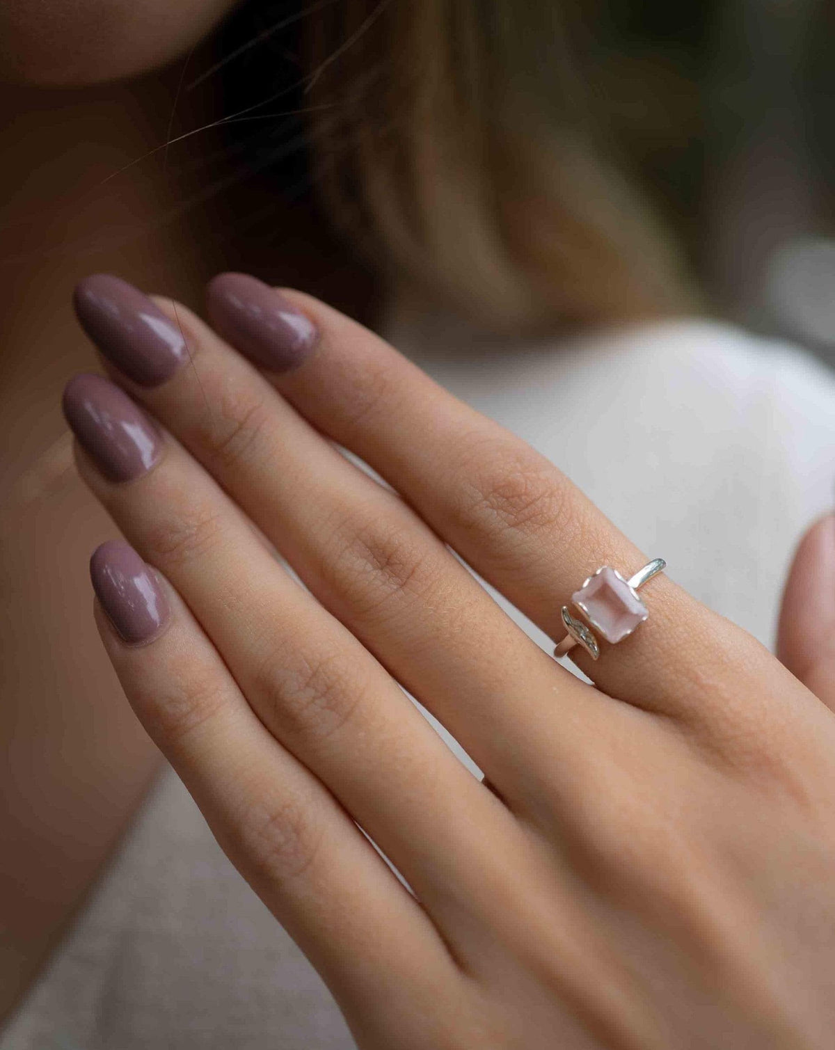 Rose Quartz Sterling Silver Ring*Silver Ring*Statement Ring*Gemstone Ring*Pink*Bridal Ring * Wedding Ring * Organic Ring * Natural * BJR098