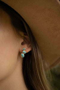 Cooper Turquoise Stud  Earrings* Gold Plated 18k * Post * Gemstone * Statement *Everyday * handmade*Lightweight * bohemian * ByCila * BJE173