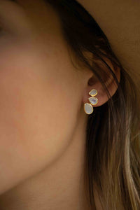 Moonstone Stud Earrings Gold Plated 18k * Gemstone * Earrings * Rainbow Moonstone * Handmade * Boho * Modern * BJE174