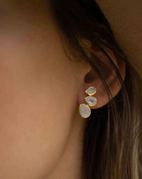Moonstone Stud Earrings Gold Plated 18k * Gemstone * Earrings * Rainbow Moonstone * Handmade * Boho * Modern * BJE174