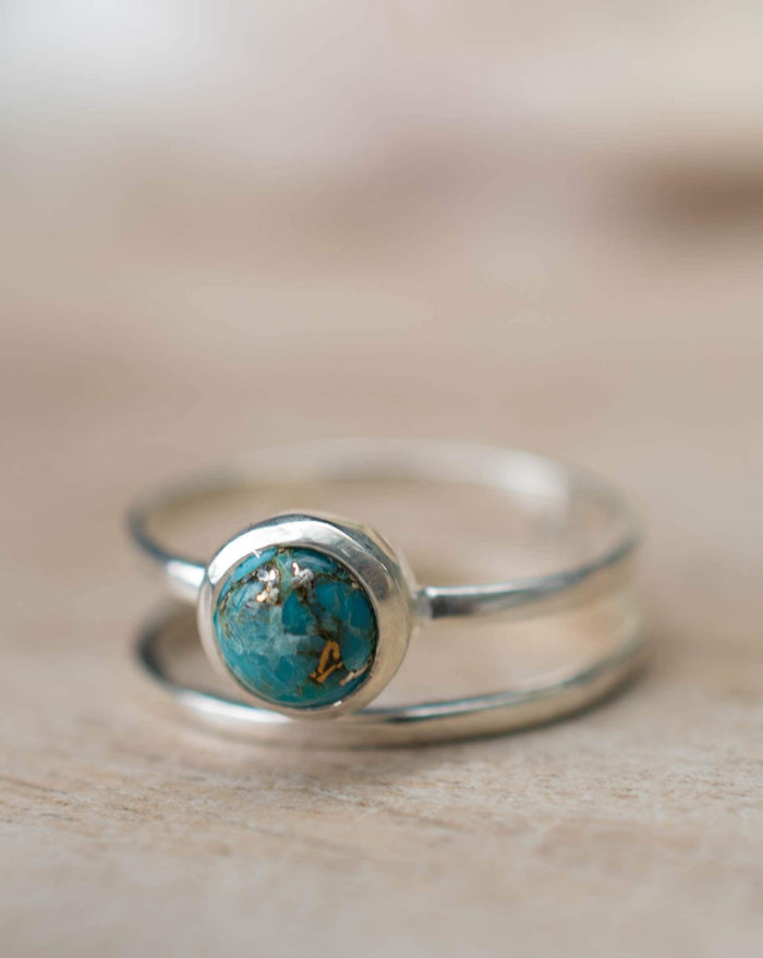 Turquoise Ring* Silver Ring * Boho Ring* Blue Ring * Gypsy Ring * Handmade * Hippie * Sterling Silver Ring * Copper Turquoise Jewelry*BJR104