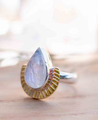 Moonstone Ring * Sterling Silver and Brass * Filigree * Handmade * Gemstone * Statement * Jewelry * Bycila * Gift For Her * BJR196