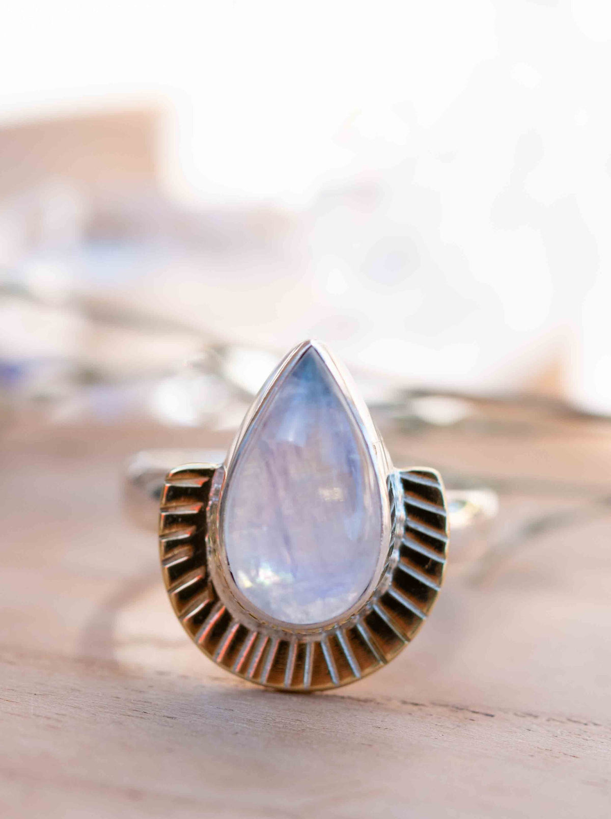 Moonstone Ring * Sterling Silver and Brass * Filigree * Handmade * Gemstone * Statement * Jewelry * Bycila * Gift For Her * BJR196