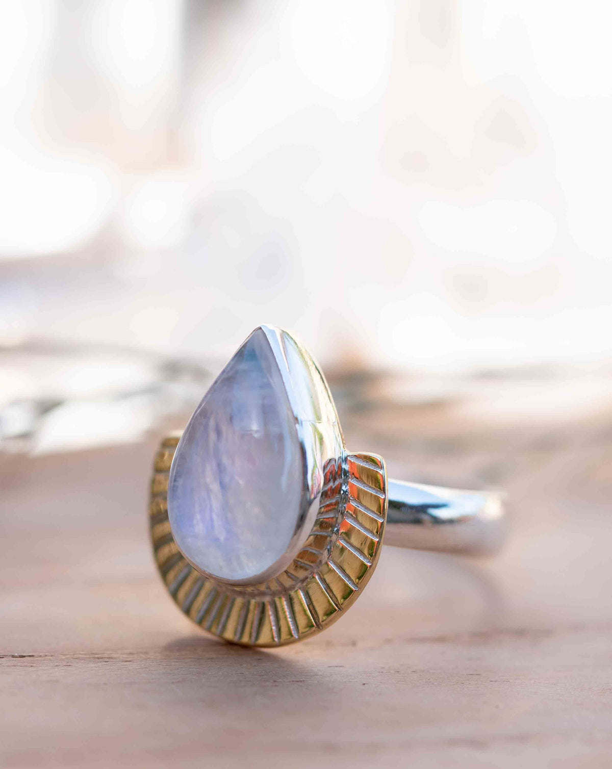 Moonstone Ring * Sterling Silver and Brass * Filigree * Handmade * Gemstone * Statement * Jewelry * Bycila * Gift For Her * BJR196