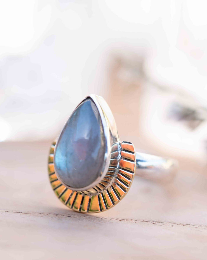 Labradorite Ring * Sterling Silver and Brass * Filigree * Handmade * Gemstone * Statement * Jewelry * Bycila * Gift For Her * BJR195