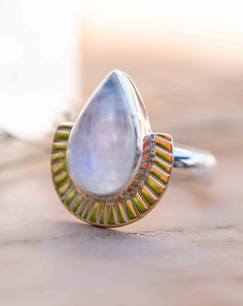 Moonstone Ring * Sterling Silver and Brass * Filigree * Handmade * Gemstone * Statement * Jewelry * Bycila * Gift For Her * BJR196