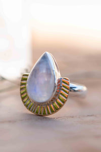 Moonstone Ring * Sterling Silver and Brass * Filigree * Handmade * Gemstone * Statement * Jewelry * Bycila * Gift For Her * BJR196