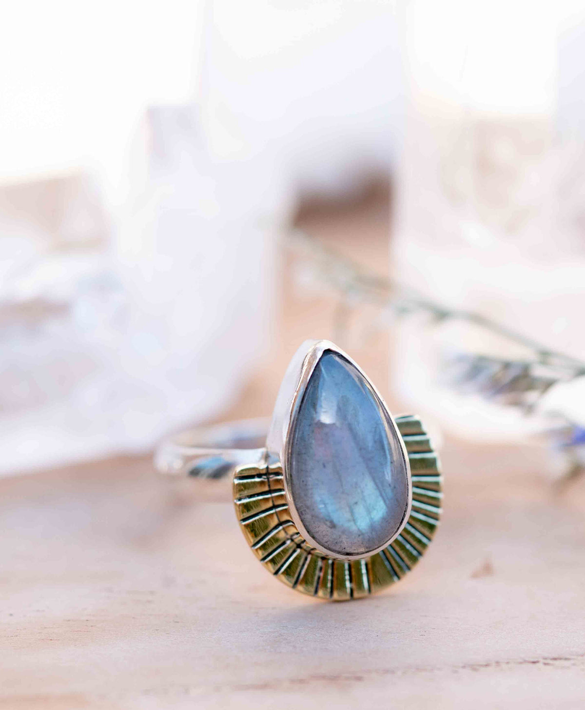 Labradorite Ring * Sterling Silver and Brass * Filigree * Handmade * Gemstone * Statement * Jewelry * Bycila * Gift For Her * BJR195