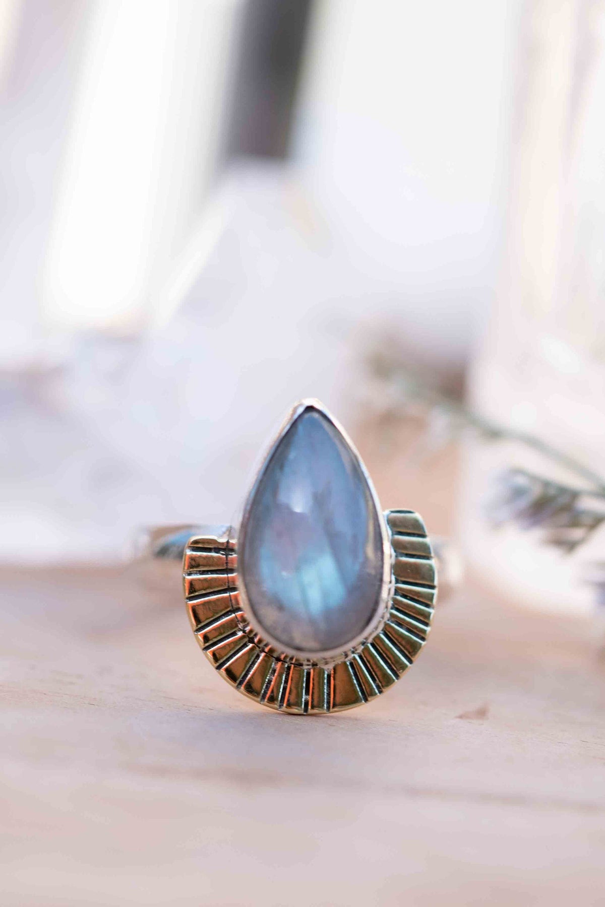 Labradorite Ring * Sterling Silver and Brass * Filigree * Handmade * Gemstone * Statement * Jewelry * Bycila * Gift For Her * BJR195