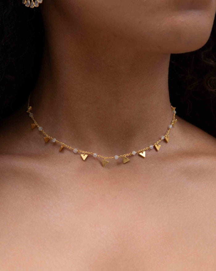 Moonstone, Rose Quartz, Labradorite or Turquoise Choker * Gold Plated * Handmade * Layered * Gemstone *  Birthstone * Gift for Her *BJN134