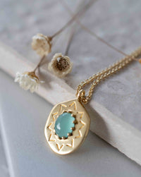 Moonstone, Labradorite or Aqua Chalcedony  Necklace * Dotted chain Gold Plated 18k * Gemstone * Modern * Layered * BJN108