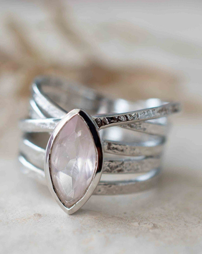 Rose Quartz Ring * Silver Plated Ring * Statement Ring * Gemstone Ring * Pink * Bridal Ring * Wedding Ring * Organic Ring * Natural * BJR220