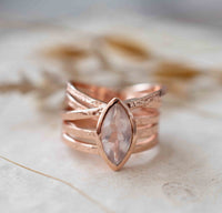 Rose Quartz Ring * Rose Gold Plated Ring * Statement Ring * Gemstone Ring * Pink * Bridal Ring * Wedding Ring *Organic Ring *Natural* BJR219