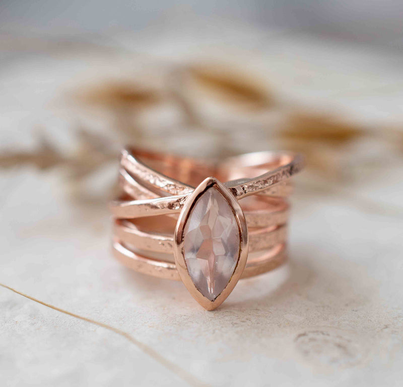 Rose Quartz Ring * Rose Gold Plated Ring * Statement Ring * Gemstone Ring * Pink * Bridal Ring * Wedding Ring *Organic Ring *Natural* BJR219