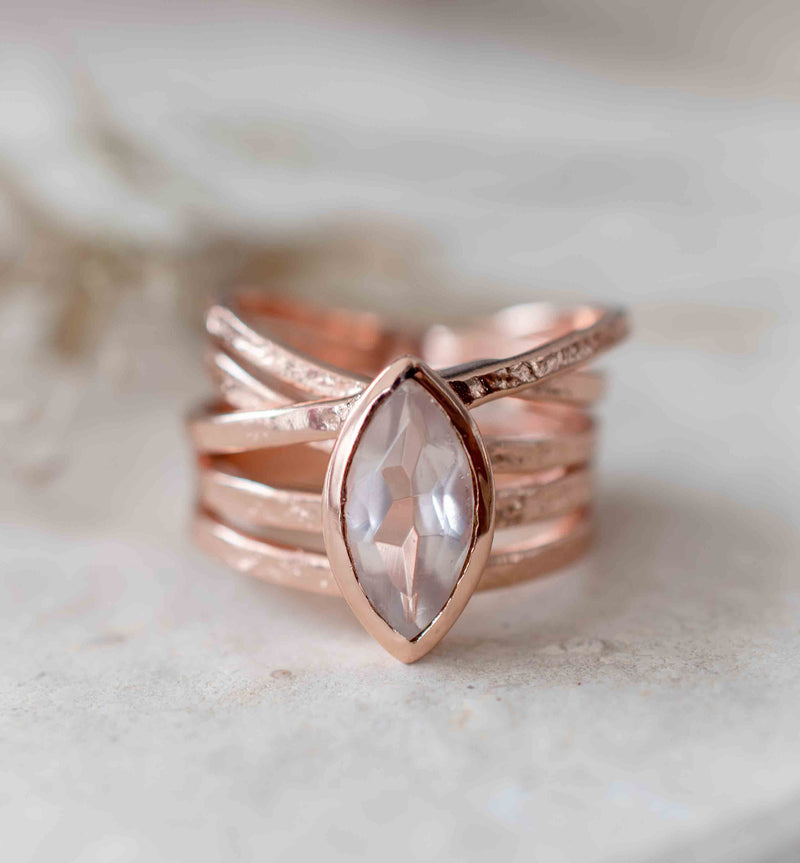 Rose Quartz Ring * Rose Gold Plated Ring * Statement Ring * Gemstone Ring * Pink * Bridal Ring * Wedding Ring *Organic Ring *Natural* BJR219