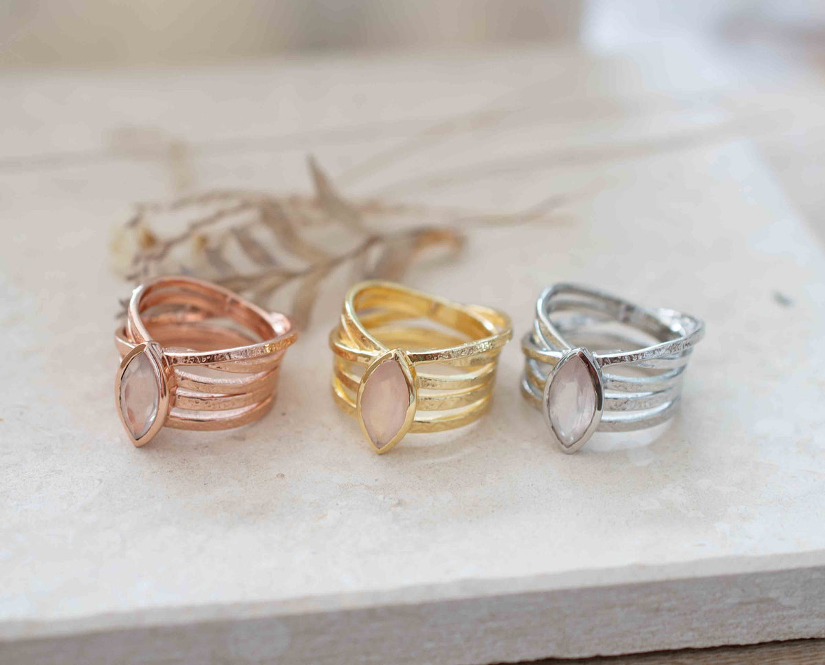 Rose Quartz Ring * Rose Gold Plated Ring * Statement Ring * Gemstone Ring * Pink * Bridal Ring * Wedding Ring *Organic Ring *Natural* BJR219