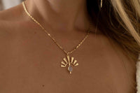 Copper turquoise, Rainbow Moonstone, Rose Quartz or Labradorite Necklace * Gold Plated *Handmade* Layered * BJN122