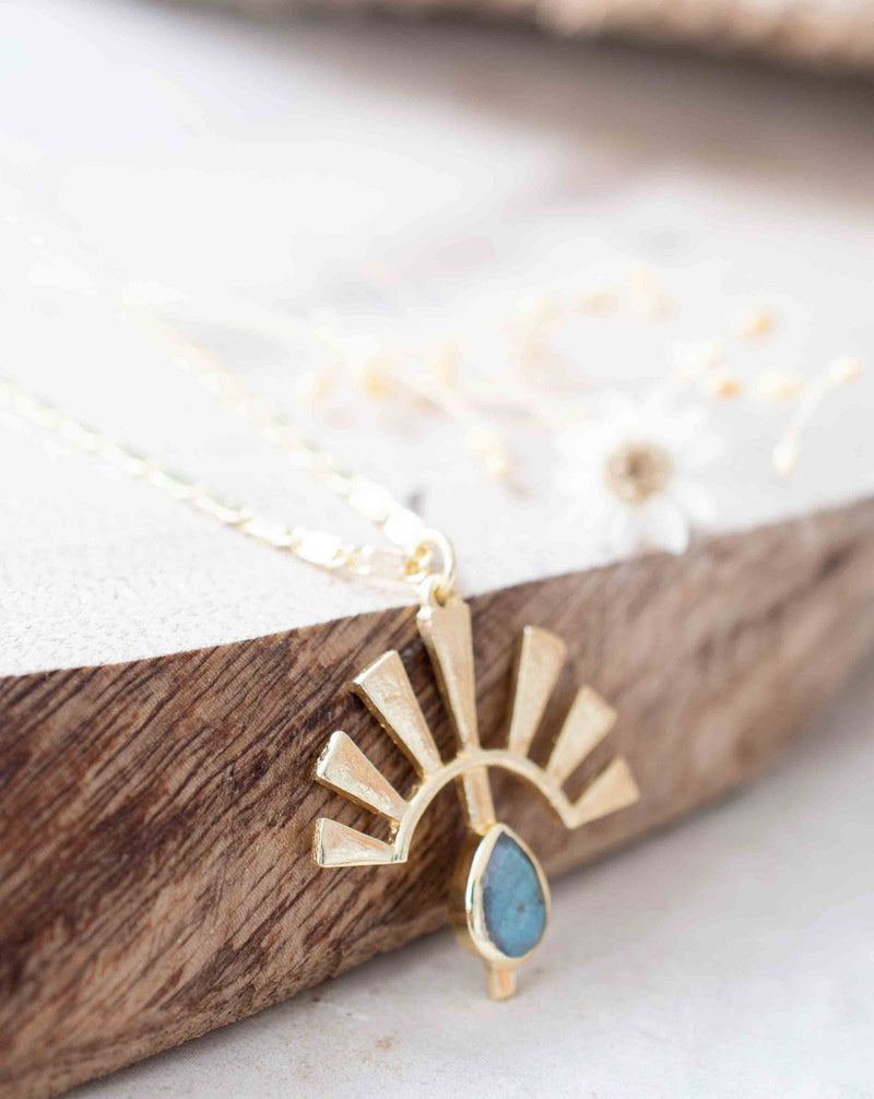 Copper turquoise, Rainbow Moonstone, Rose Quartz or Labradorite Necklace * Gold Plated *Handmade* Layered * BJN122