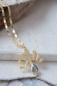 Copper turquoise, Rainbow Moonstone, Rose Quartz or Labradorite Necklace * Gold Plated *Handmade* Layered * BJN122