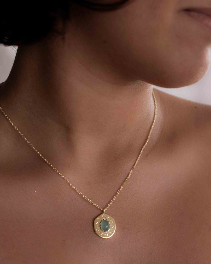 Moonstone, Labradorite or Aqua Chalcedony  Necklace * Dotted chain Gold Plated 18k * Gemstone * Modern * Layered * BJN108