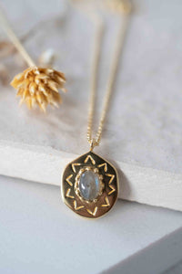 Moonstone, Labradorite or Aqua Chalcedony  Necklace * Dotted chain Gold Plated 18k * Gemstone * Modern * Layered * BJN106