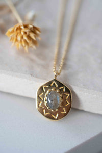 Moonstone, Labradorite or Aqua Chalcedony  Necklace * Dotted chain Gold Plated 18k * Gemstone * Modern * Layered * BJN108