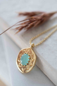 Moonstone, Labradorite or Aqua Chalcedony  Necklace * Dotted chain Gold Plated 18k * Gemstone * Modern * Layered * BJN108