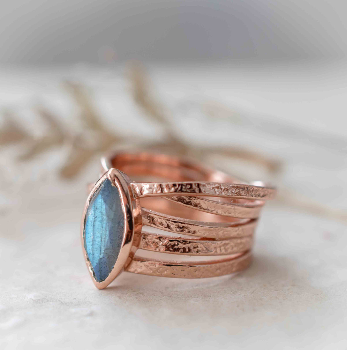 Labradorite Ring * Rose Gold Plated Ring * Statement Ring *Gemstone Ring *Labradorite *Bridal Ring *Organic Ring *Natural *BJR218