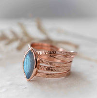 Labradorite Ring * Rose Gold Plated Ring * Statement Ring *Gemstone Ring *Labradorite *Bridal Ring *Organic Ring *Natural *BJR218