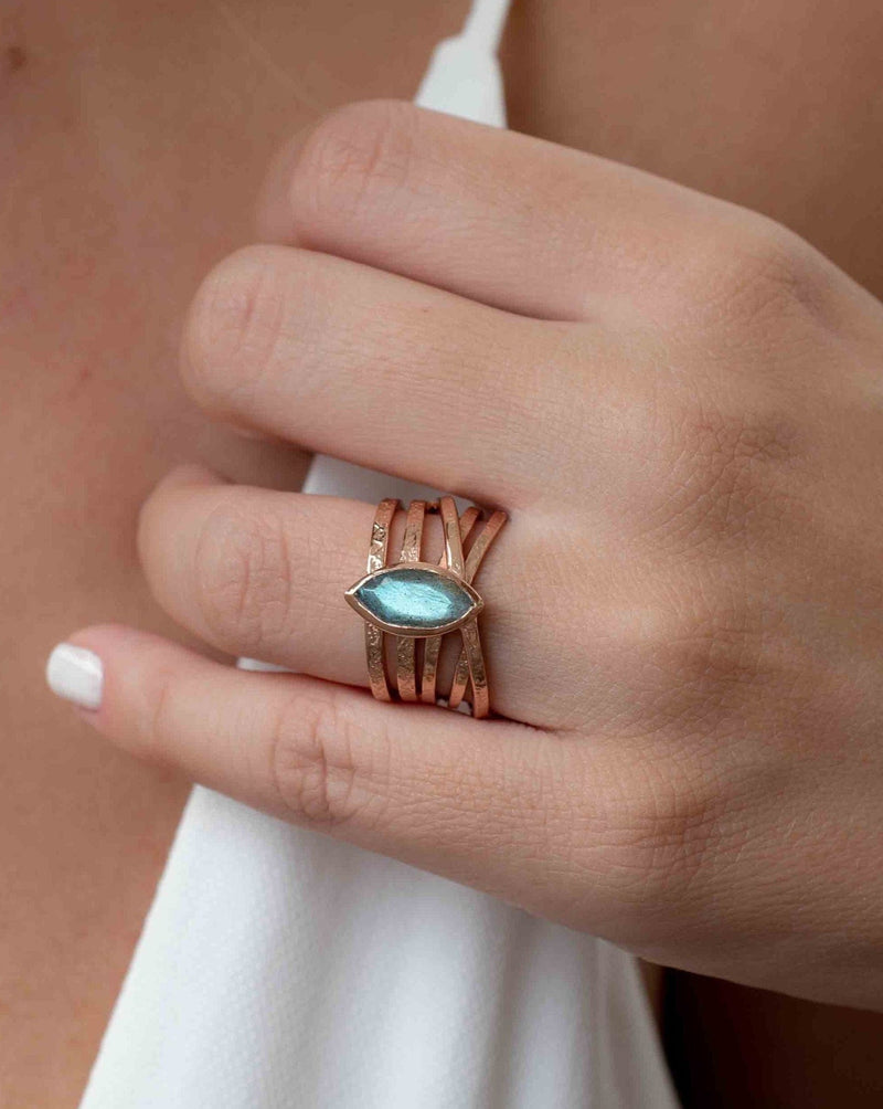 Labradorite Ring * Rose Gold Plated Ring * Statement Ring *Gemstone Ring *Labradorite *Bridal Ring *Organic Ring *Natural *BJR218