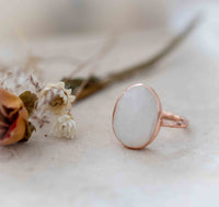 Moonstone Rose Gold Plated Ring *  Statement Ring * Gemstone Ring * Rainbow Moonstone * Rose Gold Ring  * BJR243