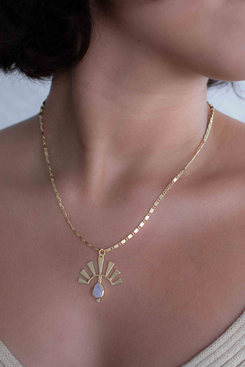 Copper turquoise, Rainbow Moonstone, Rose Quartz or Labradorite Necklace * Gold Plated *Handmade* Layered * BJN122