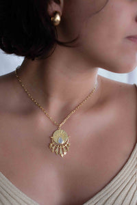 Rainbow Moonstone, Labradorite or Rose Quartz Necklace * Gold Plated *Handmade*Trend* layered * long * Boho * Fashion BJN153