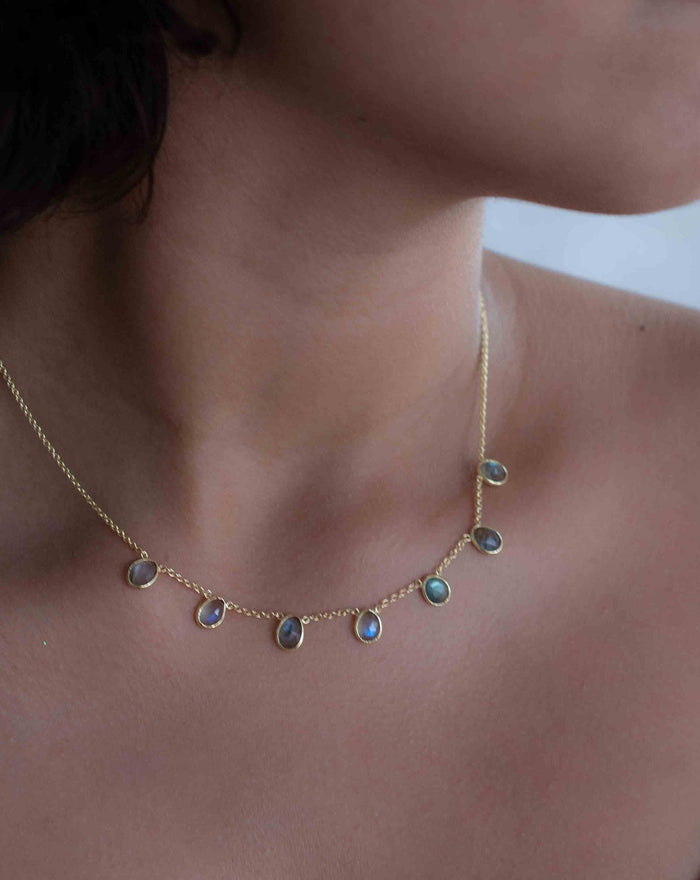 Labradorite, Moonstone or Clear Quartz Necklace * Gold Plated * Handmade * Minimalist * Layered * Gemstone *Birthstone *Gift for Her* BJN167