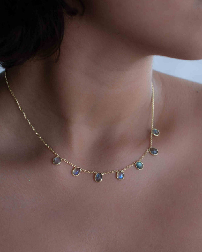 Labradorite, Moonstone or Clear Quartz Necklace * Gold Plated * Handmade * Minimalist * Layered * Gemstone *Birthstone *Gift for Her* BJN167