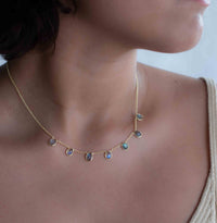 Labradorite, Moonstone or Clear Quartz Necklace * Gold Plated * Handmade * Minimalist * Layered * Gemstone *Birthstone *Gift for Her* BJN167