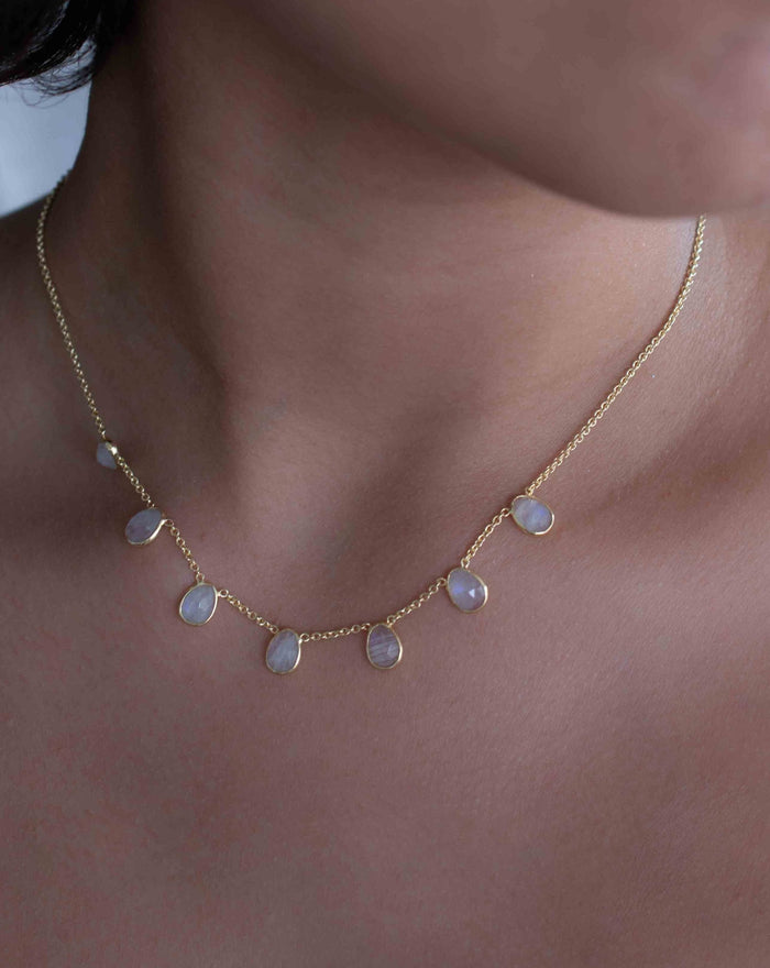 Labradorite, Moonstone or Clear Quartz Necklace * Gold Plated * Handmade * Minimalist * Layered * Gemstone *Birthstone *Gift for Her* BJN167