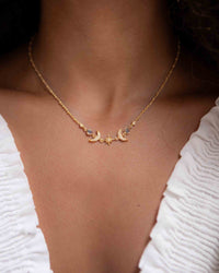 Half Moon Labradorite, Rose Quartz or Moonstone CZ Necklace * Gold Plated * Handmade * Minimalist * Layered * Gemstone * Birthstone * BJN157