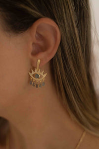 Labradorite Earrings Stud Gold Plated 18k *Post * Gemstone * Statement * handmade * Every day * Lightweight * bohemian * ByCila  * BJE201