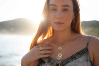 Evil Eye Labradorite, Moonstone or Copper Turquoise Necklace  *Gold Plated 18k *Handmade * Bohemian * Layered *Modern *Perfect Gift * BJN140