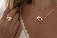 Evil Eye Labradorite, Moonstone or Copper Turquoise Necklace  *Gold Plated 18k *Handmade * Bohemian * Layered *Modern *Perfect Gift * BJN140